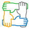 Icon showing four hands holding each other